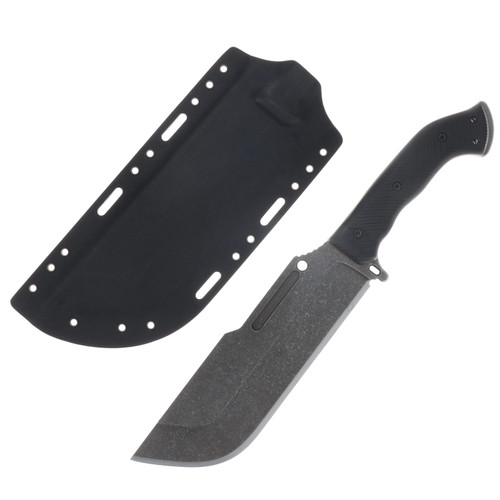 Work Tuff Gear Ares-NC SK85 Dark Washed Black Textured G-10 Grip (Orange Liner) Black Kydex Sheath SK85-DWBTG10GOLB