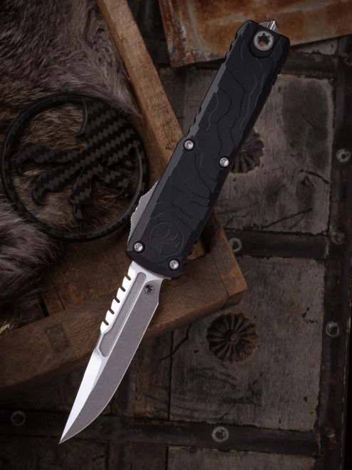 Microtech UTX-85 GEN IV Interceptor Signature Series OTF Auto Topographic Deep Engraved SW Standard AUMT12354TP10S