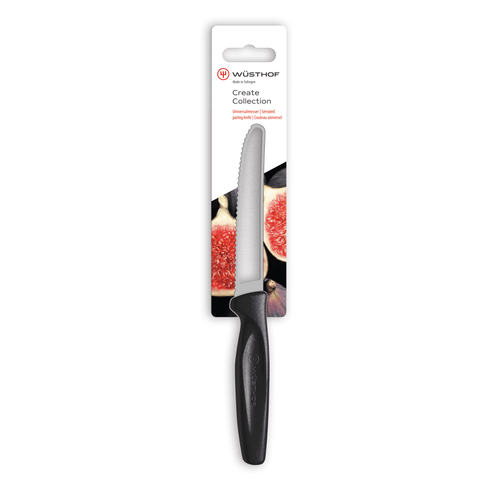 Wüsthof Create Collection Serrated Paring Knife - Black