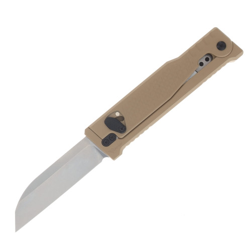 Reate EXO Performance 2 Bld. Gravity Knife SW/Satin Serrated Nitro V - Diamond Pattern Tan REEXOP-9