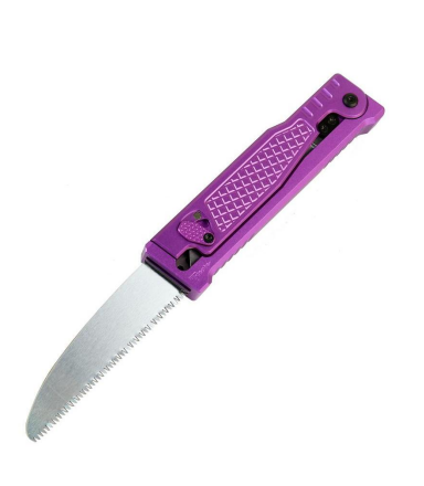 Reate EXO Performance 2 Bld. Gravity Knife SW/Satin Serrated Nitro V - Diamond Pattern Purple REEXOP-10