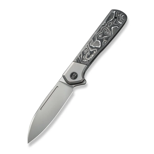 We Knife Soothsayer Framelock Folding Knife Bead Blasted 20CV/Gray Titanium With Aluminum Foil Carbon Fiber Inlay