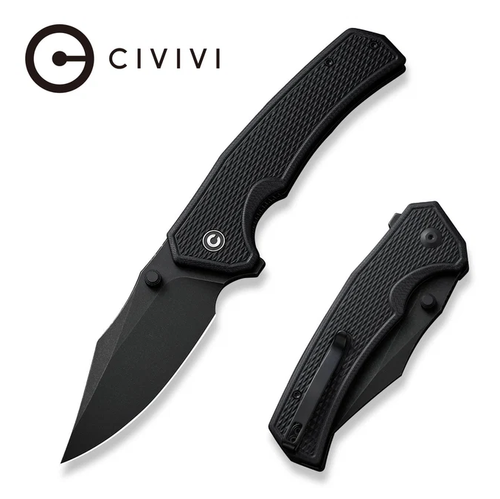 CIVIVI Vexillum Linerlock Folding Knife Black Stonewash Nitro V/Milled Black G-10