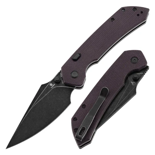 Tenable Knives Fenrir Folder Purple Micarta Handle Blackwash Nitro V Blade B1034H1