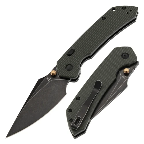 Tenable Knives Fenrir Folder Green Micarta Handle Blackwash Nitro V Blade B1034H4