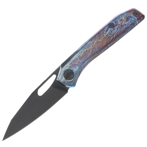 Ferramonster Xandros Folder Hand Rubbed Satin Blade DLC Lightning Purple TI Handle FM23007-D
