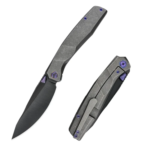 Ferramonster Astrome Folder S90V Belt Satin-DLC Blade Black Blast SW Titanium Handle