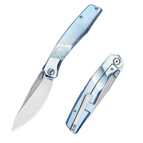 Ferramonster Astrome Folder S90V Hand Rubbed Satin Blade Blue Titanium Handle