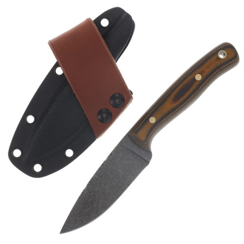 Samuel Riner Custom Knives Clinch Fixed Blade Acid Washed 80CrV2 Steel W/Filework Maple Micarta SRKCLINCHFMM
