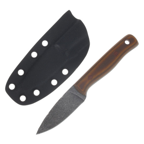 Samuel Riner Custom Knives Clinton Clipper Fixed Blade Acid Washed 80CrV2 W/Filework Maple Micarta SRKCCMM