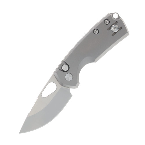 GiantMouse Tipsy Button Lock Folding Knife Satin Elmax/Titanium TIPSY-TITANIUM