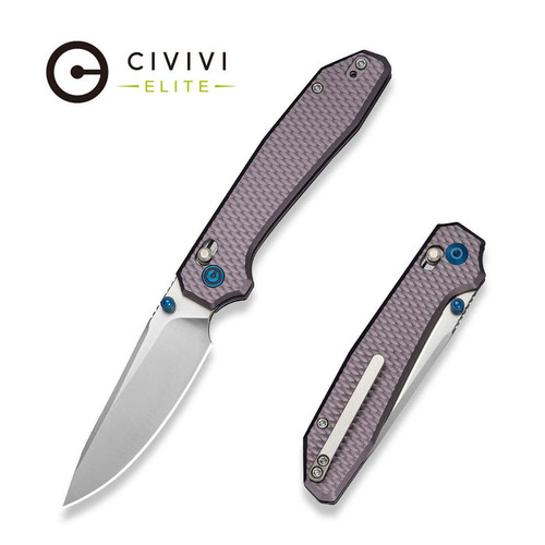 CIVIVI Tessera Diamond Patterned Purple Aluminim Handle Satin Finished S35VN Blade (MAP) (1) CE26029-2