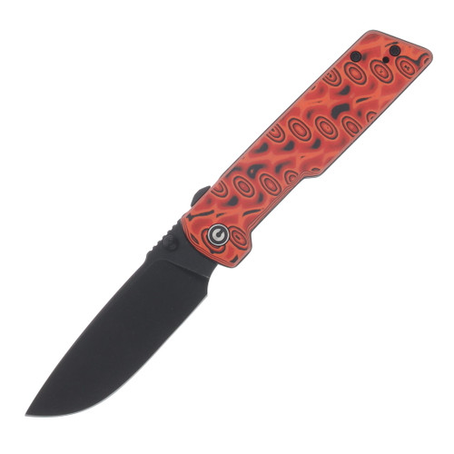 CIVIVI Zygon Top Crossbar Lock Folding Knife Black Stonewash Nitro V/Orange and Black Vortex Micarta C25035-2