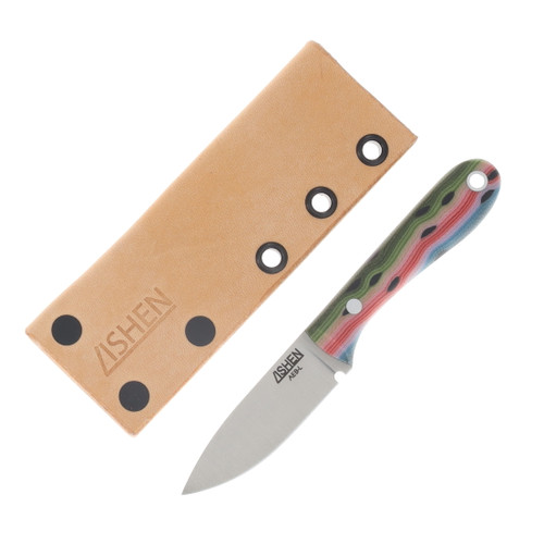 Lishen Knives Little Holston Drop Point Fixed Blade Rainbow Trout G-Carta Aluminum Pins LKLHDPRBTRTGALP