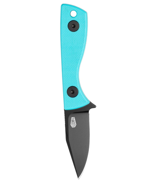 Auxiliary Manufacturing Runt Fixed Blade Black PVD 14C28N/Tiffany Blue G-10 AUX011TIF