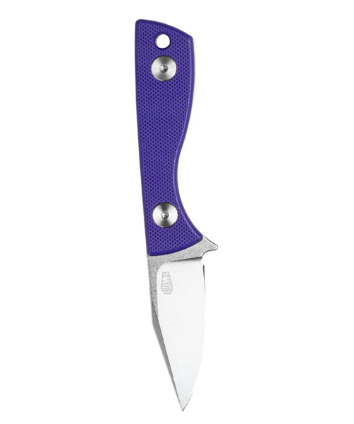Auxiliary Manufacturing Runt Fixed Blade Stonewash 14C28N/Purple G-10 AUX011PPL
