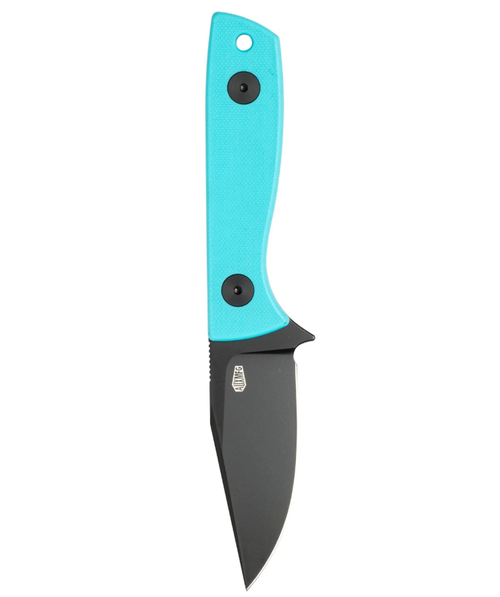 Auxiliary Manufacturing Runt XL Fixed Blade Black PVD 14C28N/Tiffany Blue G-10 AUX012TIF