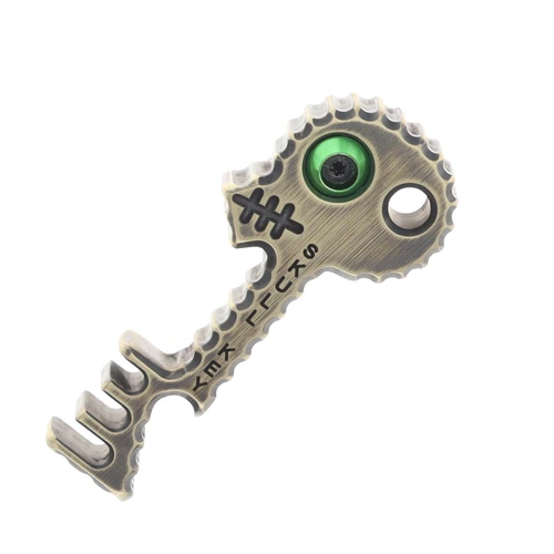 Copper Shed V6 Skull Key Bottle Opener 1/2-In (Darkened Brass, Green)