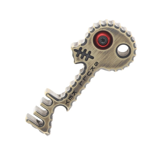 Copper Shed V6 Skull Key Bottle Opener 1/2-In (Darkened Brass, Red)