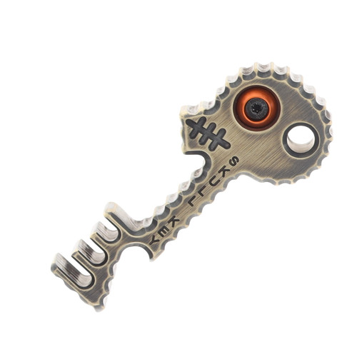 Copper Shed V6 Skull Key Bottle Opener 1/2-In (Darkened Brass, Orange)