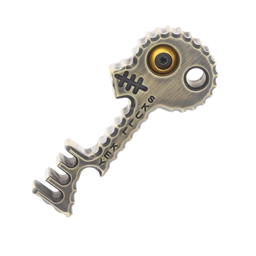 Copper Shed V6 Skull Key Bottle Opener 1/2-In (Darkened Brass, Gold)