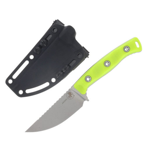Microtech Akris Fixed Blade Stonewash S/E High Visibility G-10 with Black Kydex Sheath MT9510HV5