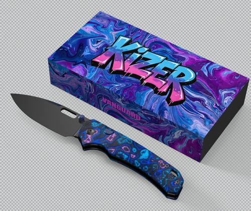 Kizer SMKW Exclusive Outposter Folder Damtanium Camo Carbon - Black TI Coated Nitro V V3802BDE1
