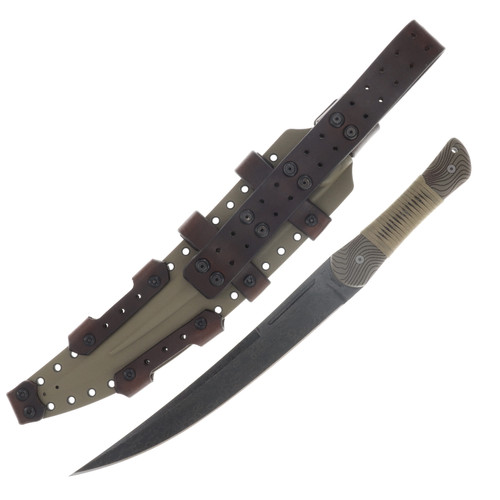 Miller Bros M-34 Short Sword Splatter Etch Tan Handle Black Paracord Tan/Brown Sheath M-34SPLTNBNSTNHBKP