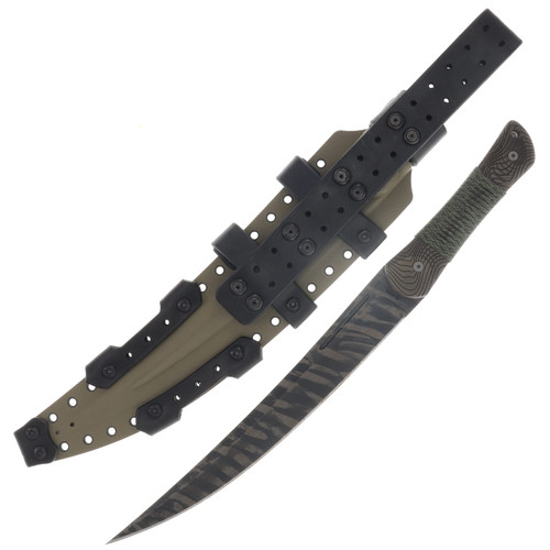 Miller Bros M-34 Short Sword Brush Stroke Etch Blade OD Green Handle Digi Camo Paracord Tan/Black Sheath M-34BSHTNBKSODHDIGIP