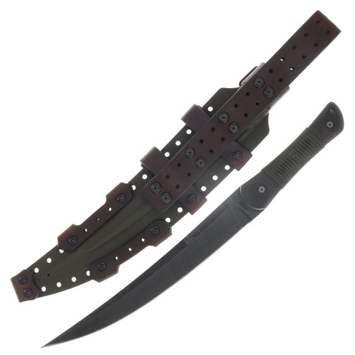 Miller Bros M-34 Short Sword Tiger Stripe Etch Blade Black Handle OD Green/Brown Sheath M-34TSODBNSBKH