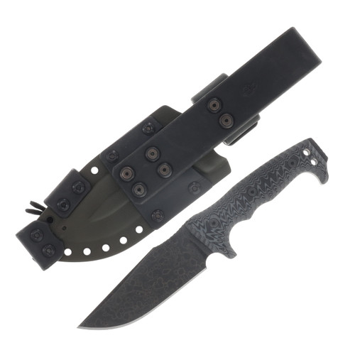 Miller Bros M-8 Fixed Knife Splatter Etch Blade Black/Grey Handle OD Green/Black Sheath M-8SPLODBKSBKGYH