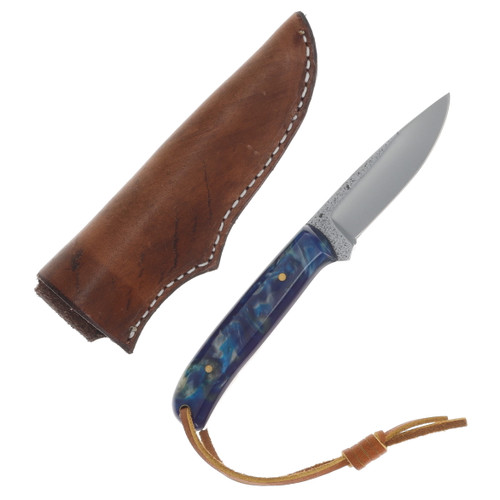 Herron Knives Fixed Blade Skinner L6 Carbon Steel/Blue & Gold Mica Pearl HK18