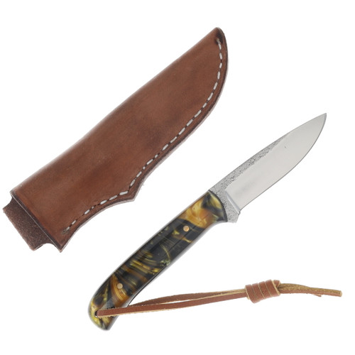 Herron Knives Fixed Blade Skinner L6 Carbon Steel/Black and Gold Mica Pearl HK19
