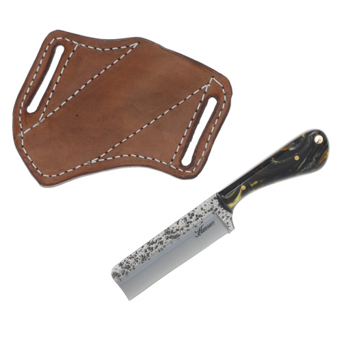 Herron Knives Fixed Blade Chopper Knife L6 Carbon SteelBlack and Gold Mica Pearl Resin HK20