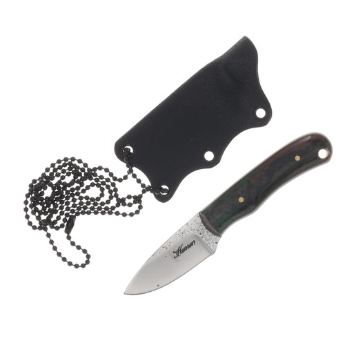 Herron Knives Fixed Blade Neck Knife L6 Carbon Steel/Camo Colored Mica Pearl Resin HK44