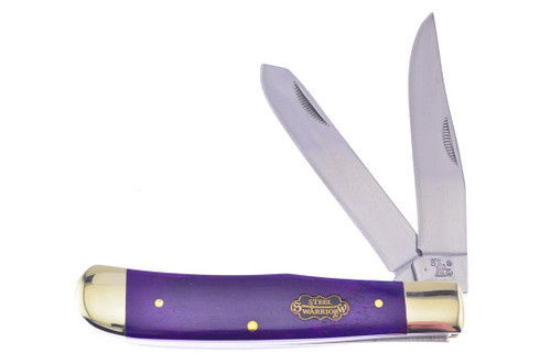 Frost Steel Warrior Trapper Purple Smooth Bone Folding Knife FRSW108PRSB