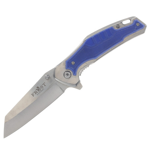 Frost G-10 Tanto Flip Assisted Opening Folder Blue Handle FR360BLG10