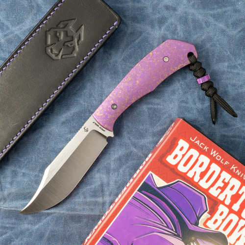 Jack Wolf Bordertown Bowie Fixed Blade Crystalized Purple Titanium BORDE-01-TI-CRYS-PUR