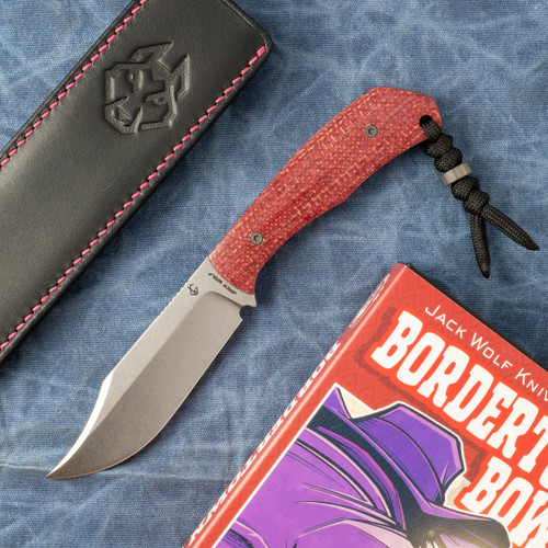 Jack Wolf Bordertown Bowie Fixed Blade Vibe Jute Bordeaux Micarta BORDE-01-VIB-JUT-BDX