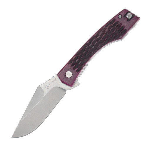 Finch Knife Co Medieval Madness Folding Knife Royal Plumb Jigged Bone MM385