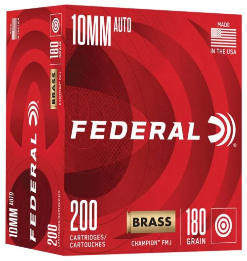 Federal Champion Training 10mm Auto 180gr FMJ Ammo Brass 200ct