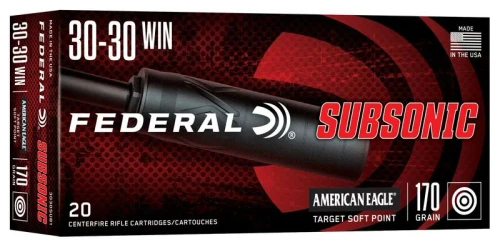 Federal Subsonic 30-30 Win 170gr Target SP Ammo Brass 20ct