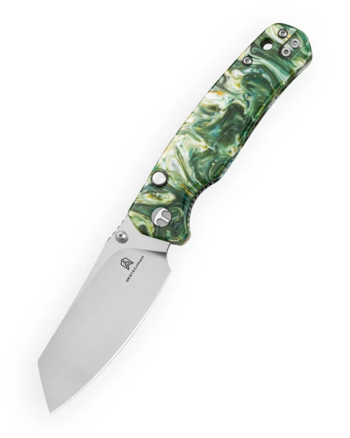 Bestechman Cicada's Wing TL Top Liner Lock Folder Satin Green Resin