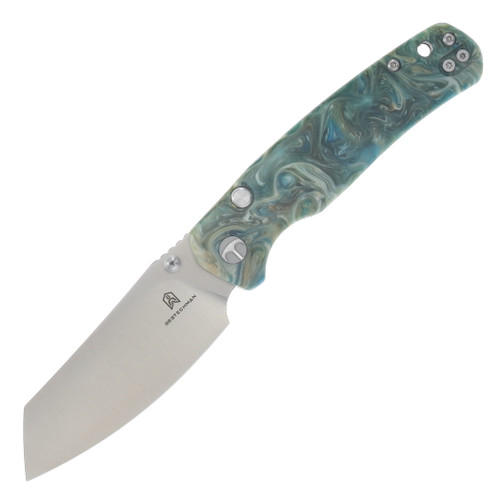 Bestechman Cicada's Wing TL Top Liner Lock Folder Satin Green Resin BMK-24-R-1