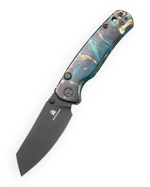 Bestechman Cicada's Wing TL Top Liner Lock Folder PVD Clear Blue Resin