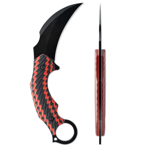 Skallywag Tactical Deep Six Karambit Red/Black with Kydex Sheath SWDEEP6BLKRD
