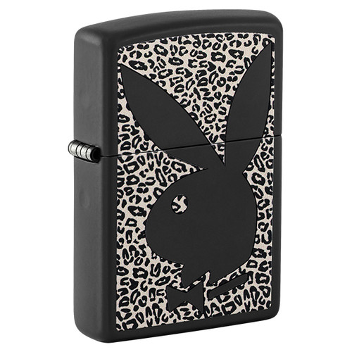 Zippo Playboy Logo Cheetah Print Black Matte Lighter ZP47394