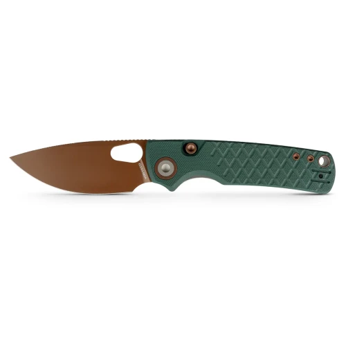 Vosteed Porcupine Top Liner Lock Folder Green G-10 Handle Copper Dune 14C28N Blade