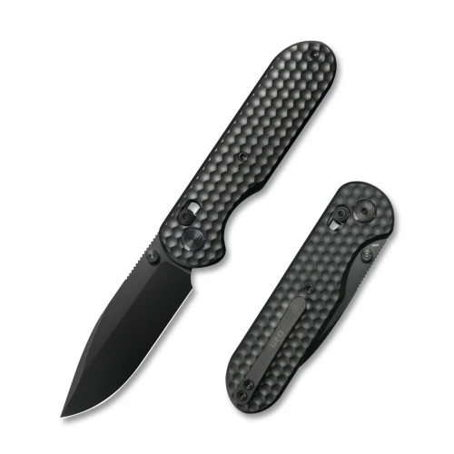 GEO Knife Ethereal Cutter Folding Knife Black DLC M390 Blade Black DLC TI Handle GEO2402D