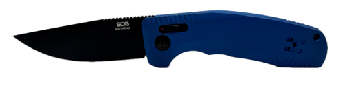 SOG Knives SOG-Tac OTS Auto Blue Textured Ano Aluminum - Black TI Nitride Cryo D2 Drop Point